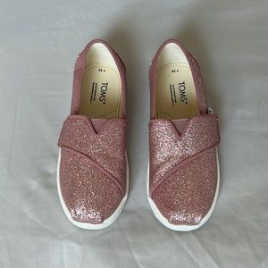 Kids’ Toms Alpargata Pink Glitter Slip-On